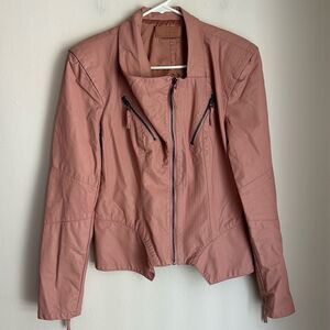 BLANK NYC Women blush pink Moto faux leather jacket size medium GUC!